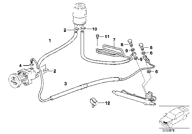 1998 BMW 318ti Hydro Steering - Oil Pipes Diagram