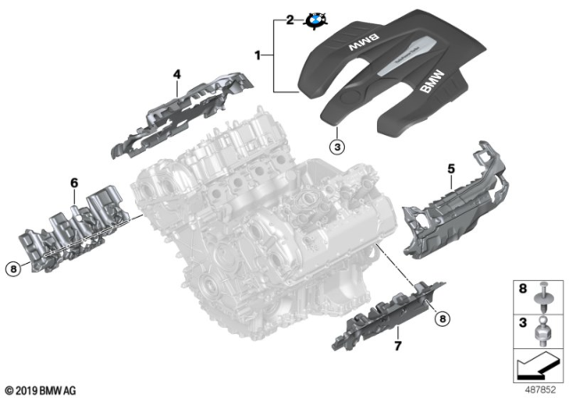 2020 BMW X7 Cover, Acoustic, Engine Block Diagram for 11148626976