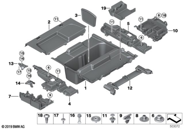 2019 BMW 330i xDrive Mounting Parts For Trunk Floor Panel Diagram