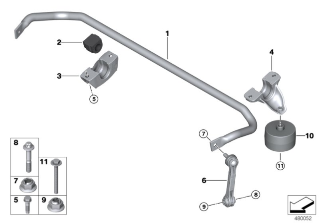 2020 BMW 540i xDrive Stabilizer, Rear Axle Diagram for 33506861457