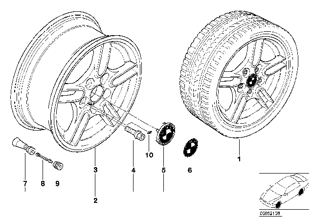 2002 BMW 525i BMW LA Wheel, M Parallel Spoke Diagram