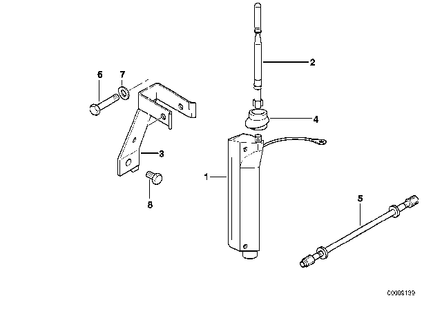 1993 BMW 325i Antenna Cable Diagram for 65248375161