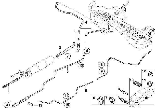 2002 BMW M3 Front Fuel Feed Line Diagram for 16122229410