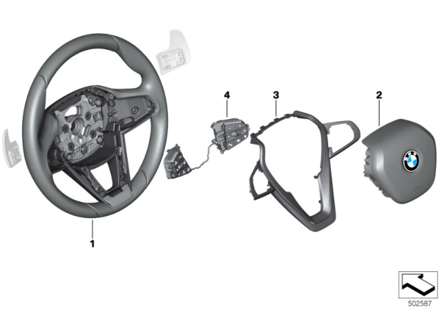 2019 BMW X5 Individual Steering Wheel, Airbag Diagram