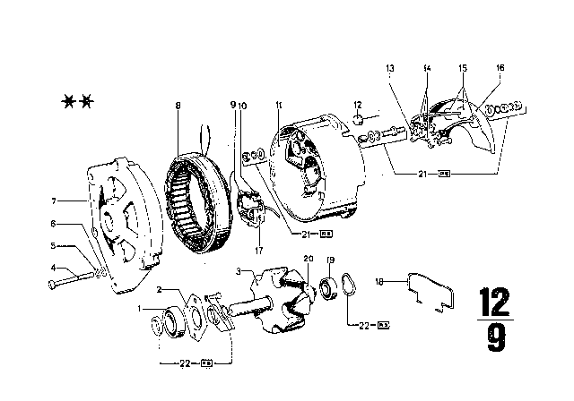 1973 BMW 3.0CS Brush Holder Plate Diagram for 12311354584