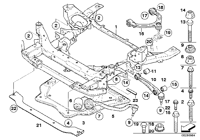 2007 BMW X5 Front Axle Support, Wishbone / Tension Strut Diagram