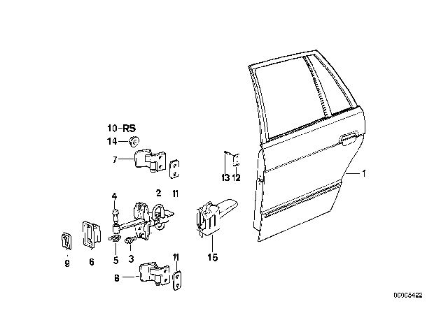 1994 BMW 525i Rear Door - Hinge / Door Brake Diagram