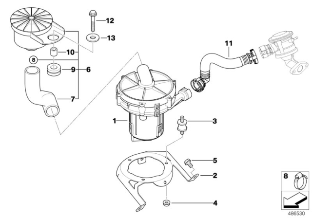 2005 BMW X5 Lumbar Support Air Pump With Holder Diagram for 11721437911