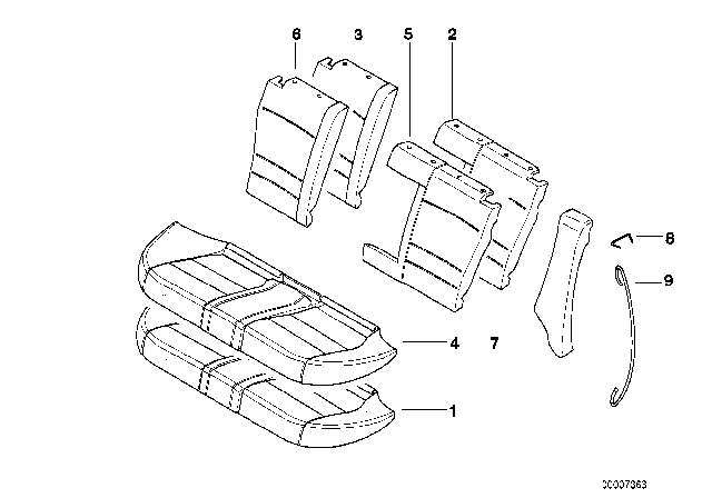 1998 BMW 528i Seat, Rear, Cushion & Cover Diagram 3