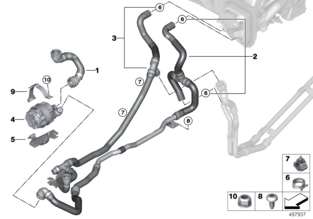 COOLANT HOSE FUEL RETURN 1 Diagram for 64216821654