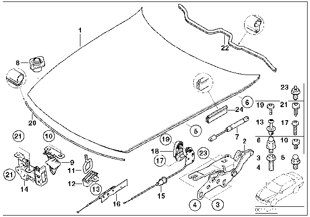 2003 BMW Z4 Lock For Hood Diagram for 51237016183