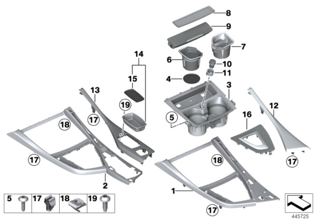 2016 BMW 228i Mounted Parts For Centre Console Diagram 1