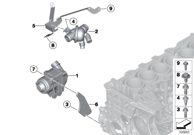 2016 BMW 640i Water Pump - Thermostat Diagram