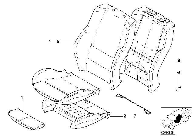 2001 BMW 325i Seat, Front, Cushion & Cover Diagram 1