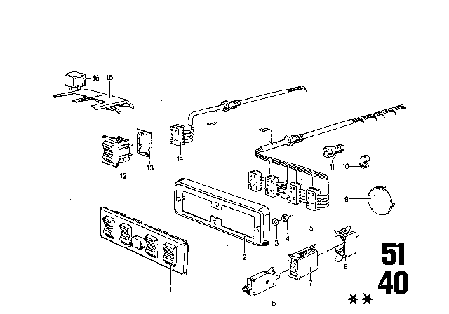 1975 BMW 3.0Si Switch Cover Diagram for 51411823490