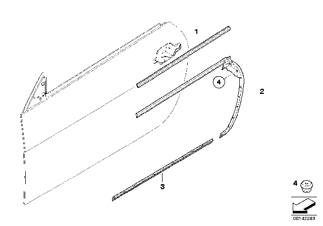 2010 BMW 650i Door Weatherstrip Diagram