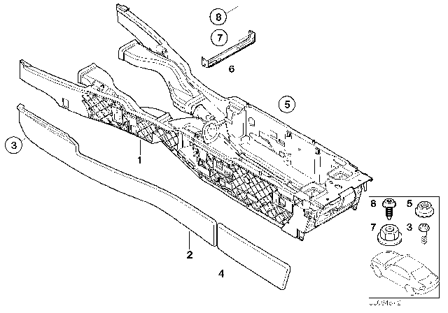 2003 BMW 745Li Carrier, Centre Console Diagram