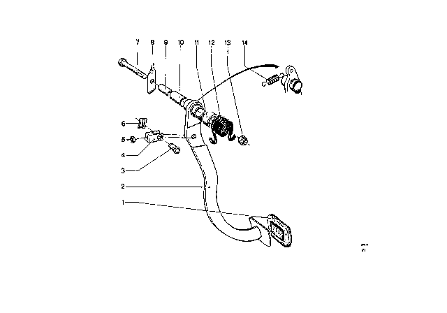 1969 BMW 2000 Pedals Supporting Bracket / Brake Pedal Diagram