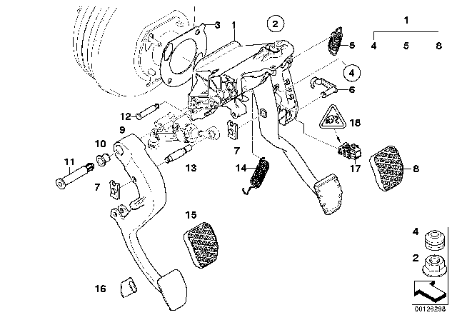 2010 BMW 528i xDrive Pedals With Return Spring Diagram