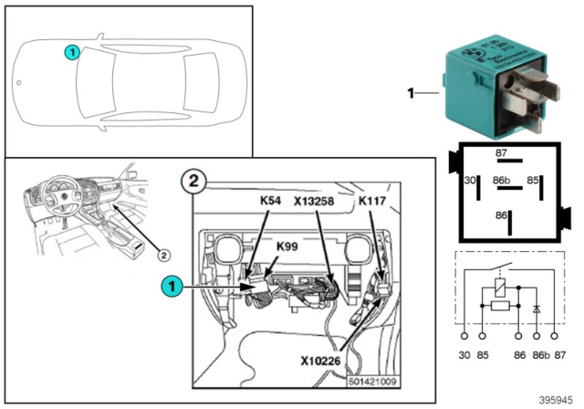 1994 BMW 325i Relay, Rear Window Blower Diagram