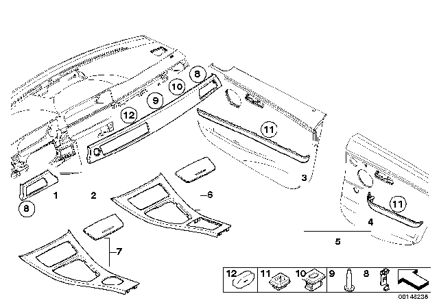 2008 BMW 328xi Fine Wood Trim Diagram 2