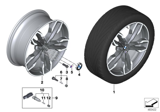 2020 BMW X3 Disc Wheel Light Alloy Titanium Matt Diagram for 36108053455