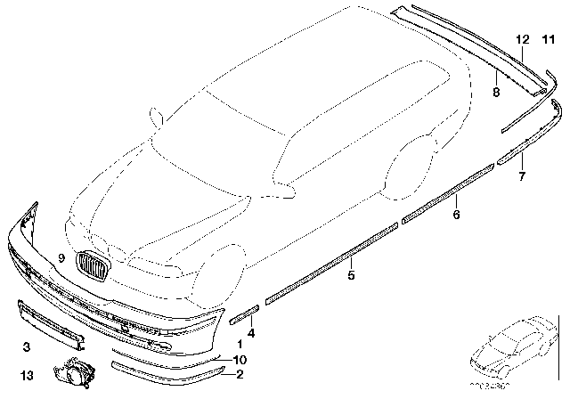 1999 BMW 540i Grille Left Diagram for 51132497261