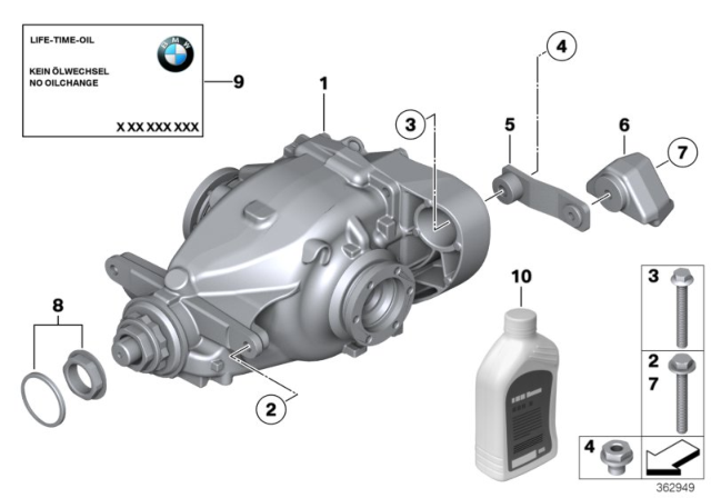 2013 BMW X1 Rear Axle Drive Differential Diagram for 33107611129