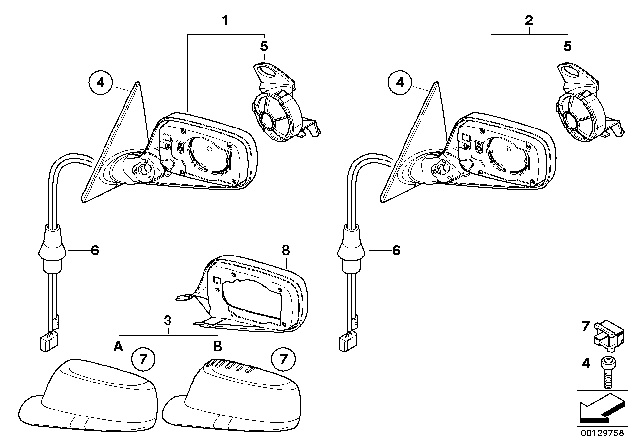 2006 BMW M3 Outside Mirror Diagram