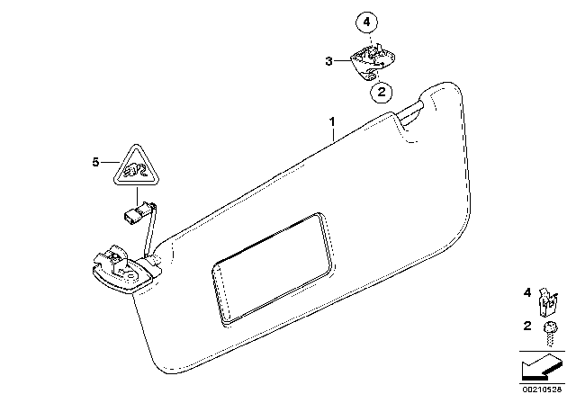 2006 BMW 530i Sun Visors Diagram