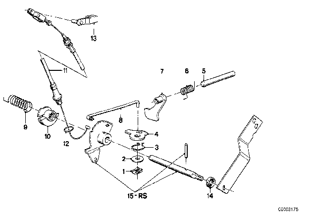 1982 BMW 528e Accelerator Bowden Cable Diagram for 24341215698