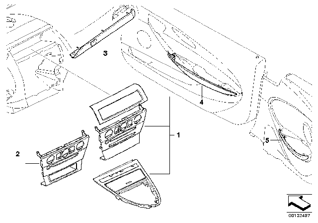 2006 BMW 650i Retrofit, Light Birch Wood Trim Diagram