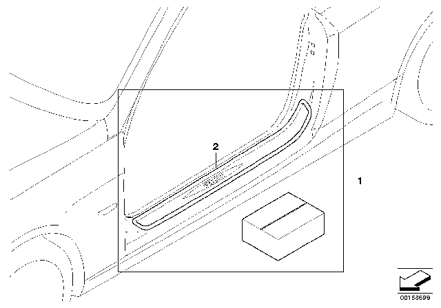 2010 BMW 135i Convertible N54 Engine(E88) Door Sill Strip Kit Stainless Steel Diagram