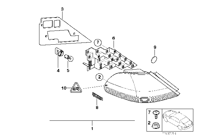 2006 BMW 760i Rear Light In The Side Panel, Left Diagram for 63216911783