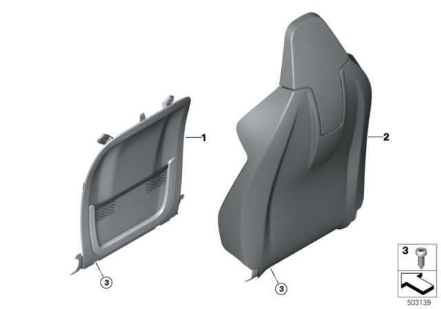 2020 BMW X4 M Set, Front, Backrest Trims Diagram