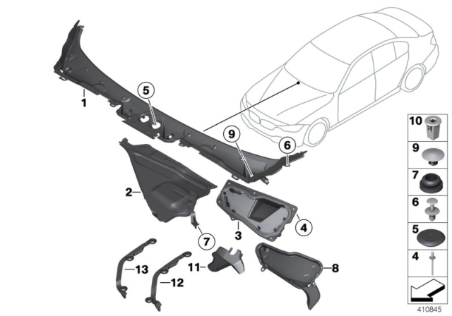 2016 BMW 428i xDrive Trim Panel, Cowl Panel Diagram