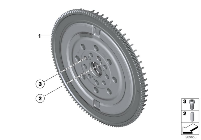 2010 BMW X6 Twin Mass Flywheel Diagram for 21207593305