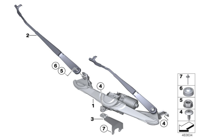 2016 BMW X3 Single Wiper Parts Diagram