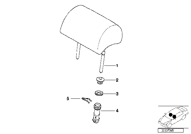 2001 BMW 525i Rear Seat Head Restraint Diagram 1