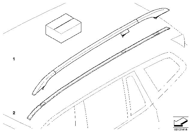 2009 BMW X3 Retrofit Kit, Roof Railing Diagram