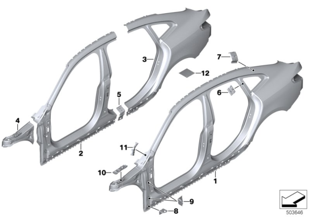2020 BMW M235i xDrive Gran Coupe SIDE PANEL BRACKET, FRONT LE Diagram for 41008497231