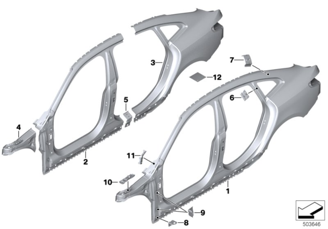 2020 BMW M235i xDrive Gran Coupe REINFORCEMENT PLATE, SILL, R Diagram for 41009466216