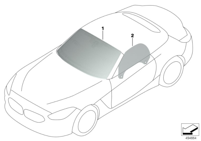 2020 BMW Z4 SIDE WINDOW, DOOR, RIGHT FRO Diagram for 51337437300