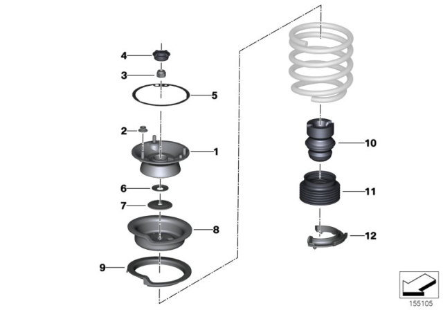 2013 BMW X1 Guide Support / Spring Pad / Attaching Parts Diagram