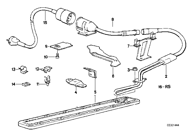 1992 BMW 750iL Engine Block Preheating Diagram