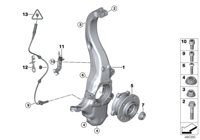 2016 BMW X5 M Wheel Hub With Bearing, Front Diagram for 31228053432