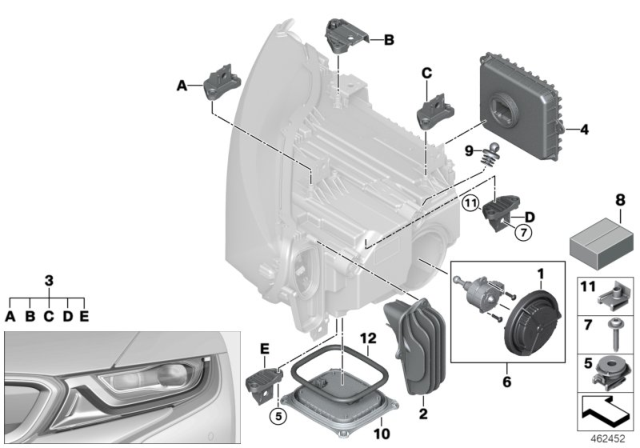 2015 BMW i8 Single Parts, Headlight Diagram