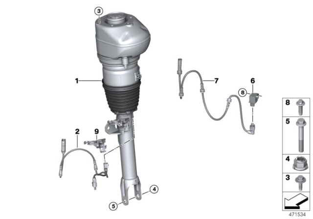 2016 BMW 750i Air Spring Strut, Front Diagram