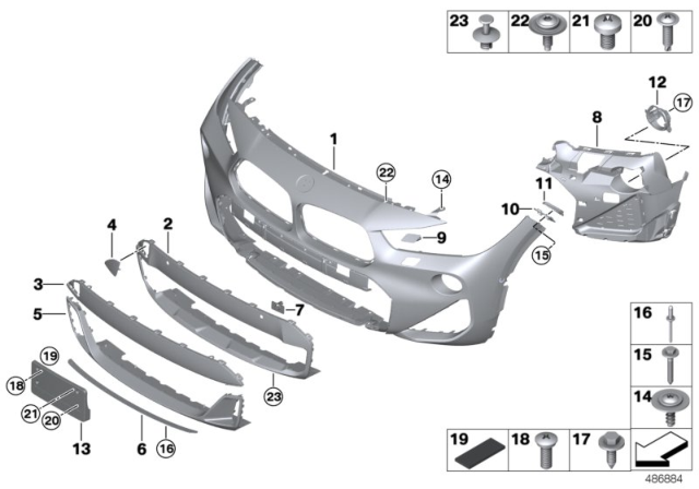 2019 BMW X2 Insert, Bumper Front Right Diagram for 51117428998