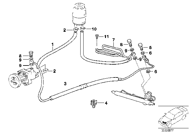 1998 BMW 323i Hydro Steering - Oil Pipes Diagram